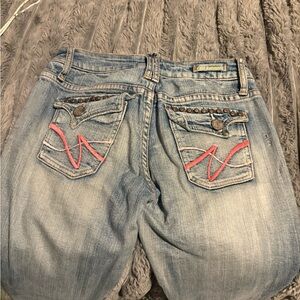 Stylish Blue Jeans with Pink Accents